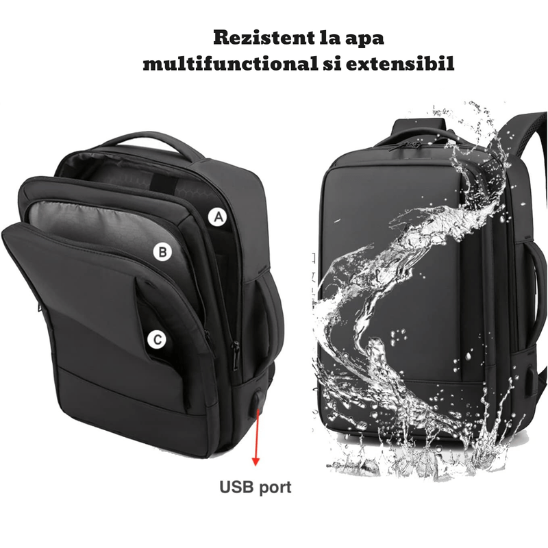 Laptop, Telefoane si Tablete - Laptopuri si accesorii - Accesorii Laptop - Genti laptop - Rucsac multifunctional, Rezistent la apa, respirabil si spatios, cu Port de incarcare USB, smart casual,Laptop 15,6 inch - Infinity.ro