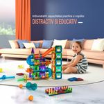 Jucarii, Copii si Bebe - Jucarii si jocuri - Seturi de constructie si cuburi - Seturi de constructie - Set de Constructie Magnetic cu Tevi Tiles 3D si minge colorata, Jucarie Educationala STEM, 136 Piese, forme multiple - Infinity.ro