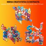 Jucarii, Copii si Bebe - Jucarii si jocuri - Seturi de constructie si cuburi - Seturi de constructie - Set de Constructie Magnetic cu Tevi Tiles 3D si minge colorata, Jucarie Educationala STEM, 136 Piese, forme multiple - Infinity.ro