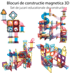 Jucarii, Copii si Bebe - Jucarii si jocuri - Seturi de constructie si cuburi - Seturi de constructie - Set de Constructie Magnetic cu Tevi Tiles 3D si minge colorata, Jucarie Educationala STEM, 136 Piese, forme multiple - Infinity.ro