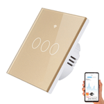 Casa si Gradina - Electrice - Accesorii electrice - Accesorii prize si intrerupatoare - Intrerupator inteligent cu touch, Wireless, Wi-fi, 3 Canale,din Sticla Securizata, Compatibil iOS/Android,Aplicatie Tuya - Infinity.ro