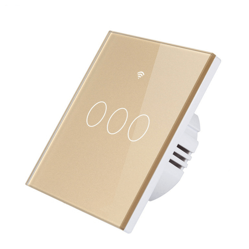 Casa si Gradina - Electrice - Accesorii electrice - Accesorii prize si intrerupatoare - Intrerupator inteligent cu touch, Wireless, Wi-fi, 3 Canale,din Sticla Securizata, Compatibil iOS/Android,Aplicatie Tuya - Infinity.ro