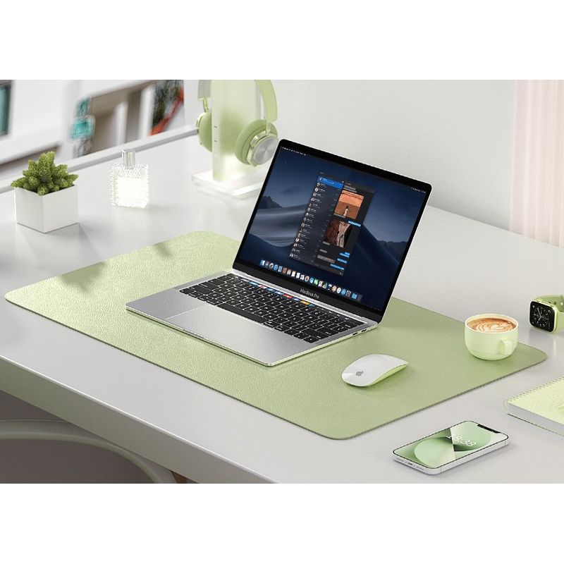 PC, gaming si accesorii - Periferice PC - Mousepad - MousePad mare, din Piele PU pentru protectie birou, Suprafata moale, Impermeabil, Baza Anti-Alunecare, 80x40cm, Verde - Infinity.ro