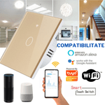 Casa si Gradina - Electrice - Accesorii electrice - Accesorii prize si intrerupatoare - Intrerupator inteligent cu touch, Wireless, Wi-fi, 1 Canal, din Sticla Securizata, Compatibil iOS/Android,Aplicatie Tuya - Infinity.ro