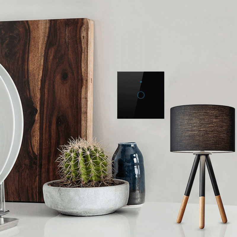 Casa si Gradina - Electrice - Accesorii electrice - Accesorii prize si intrerupatoare - Intrerupator inteligent cu touch, Wireless, Wi-fi, 1 Canal, din Sticla Securizata, Compatibil iOS/Android,Aplicatie Tuya - Infinity.ro