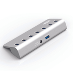 PC, gaming si accesorii - Retelistica - Hub-uri - Hub USB Cu 7 porturi USB 3.0, Type-C, Adaptor Multiport portabil, din Aluminiu, 350mb, alimentare PC/Priza, 5 Gbps, Gri - Infinity.ro
