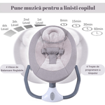 Jucarii, Copii si Bebe - Jucarii si jocuri - Jucarii de exterior - Leagane copii - Leagan Electric Multifunctional Pentru Bebelusi, Bluetooth, Intensitate Reglabila 4 viteze, Jucarii/Melodii, Telecomanda - Infinity.ro