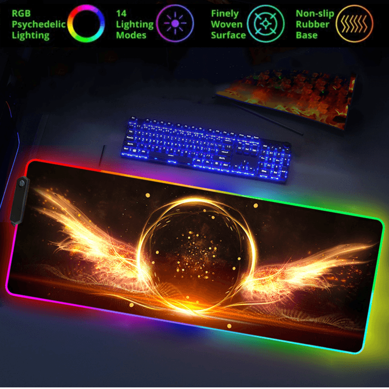 PC, gaming si accesorii - Periferice PC - Mousepad - MousePad profesional Gaming RGB mare XXL, Lumini LED, Suprafata moale,Baza Anti-Alunecare Cauciucata,moduri de iluminare - Infinity.ro