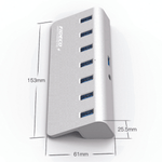 PC, gaming si accesorii - Retelistica - Hub-uri - Hub USB Cu 7 porturi USB 3.0, Type-C, Adaptor Multiport portabil, din Aluminiu, 350mb, alimentare PC/Priza, 5 Gbps, Gri - Infinity.ro
