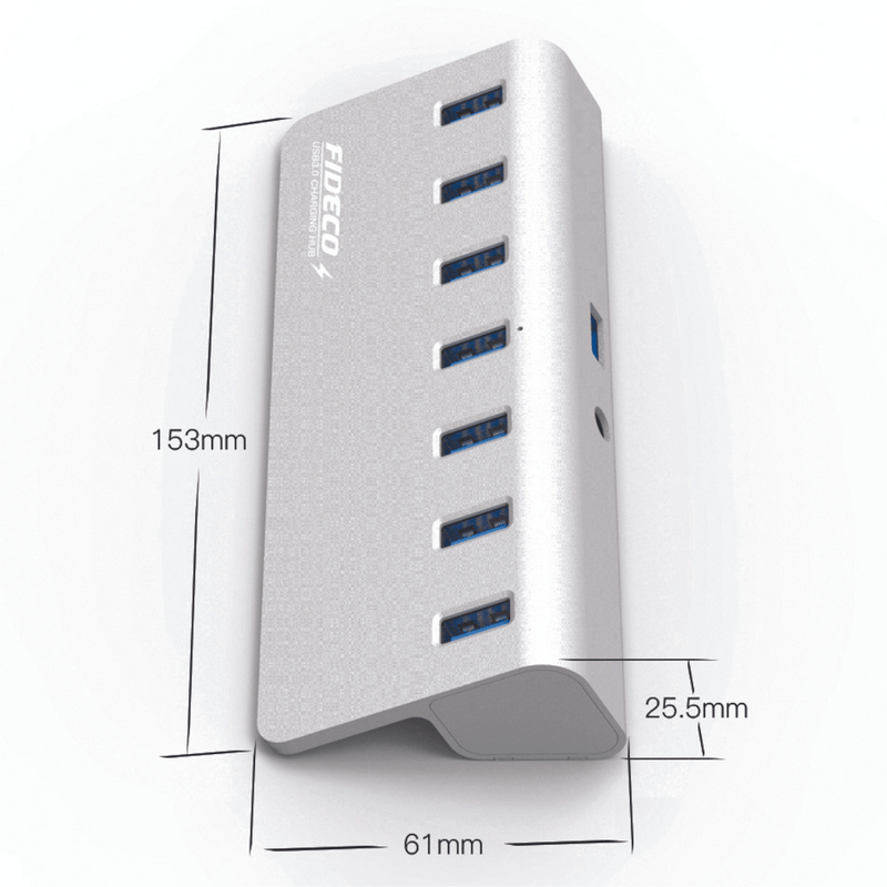 PC, gaming si accesorii - Retelistica - Hub-uri - Hub USB Cu 7 porturi USB 3.0, Type-C, Adaptor Multiport portabil, din Aluminiu, 350mb, alimentare PC/Priza, 5 Gbps, Gri - Infinity.ro