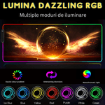 PC, gaming si accesorii - Periferice PC - Mousepad - MousePad profesional Gaming RGB mare XXL, Lumini LED, Suprafata moale,Baza Anti-Alunecare Cauciucata,moduri de iluminare - Infinity.ro