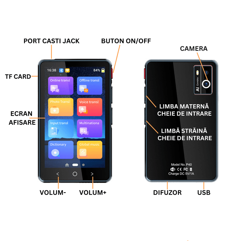 Laptop, Telefoane si Tablete - Wearables si gadgeturi - Gadgeturi - Dispozitive anti-pierdere - Traducator intelligent bidirectional in timp real,Traducere vocala instantanee online in 135 de limbi,translator cu WIFI - Infinity.ro