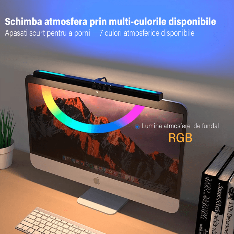 Casa si Gradina - Corpuri si surse de iluminat - Veioze si lampi - Veioze - Lampa LED pentru monitor, RGB Gaming Backlight, Reglabila cu 7 culori, Reglare temperatura lumina 2900k-6200k, USB,40 CM - Infinity.ro