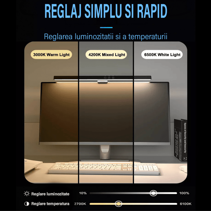 Casa si Gradina - Corpuri si surse de iluminat - Veioze si lampi - Veioze - Lampa LED pentru monitor, RGB Gaming Backlight, Reglabila cu 7 culori, Reglare temperatura lumina 2900k-6200k, USB,40 CM - Infinity.ro