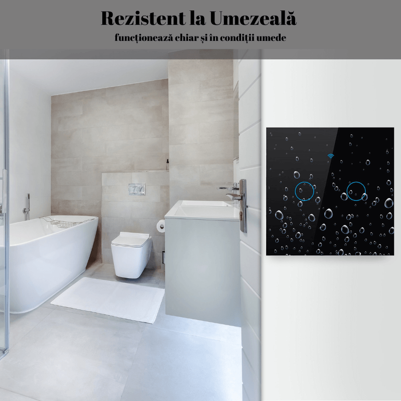 Casa si Gradina - Electrice - Accesorii electrice - Accesorii prize si intrerupatoare - Intrerupator inteligent cu touch, Wireless, Wi-fi, 2 Canale, Sticla Securizata, Compatibil iOS/Android,Tuya,Amazon Alexa - Infinity.ro