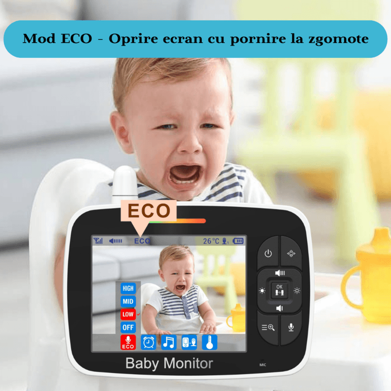 Casa si Gradina - Mobilier - Mobilier copii - Monitoare video copii - Sistem monitorizare cu Camera Video-Audio pentru supraveghere bebelusi, VisionHub®, Baby Monitor cu Ecran HD 3.5 inch - Infinity.ro