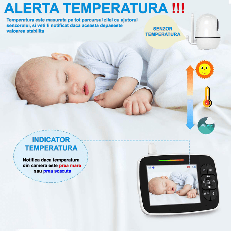 Casa si Gradina - Mobilier - Mobilier copii - Monitoare video copii - Sistem monitorizare cu Camera Video-Audio pentru supraveghere bebelusi, VisionHub®, Baby Monitor cu Ecran HD 3.5 inch - Infinity.ro