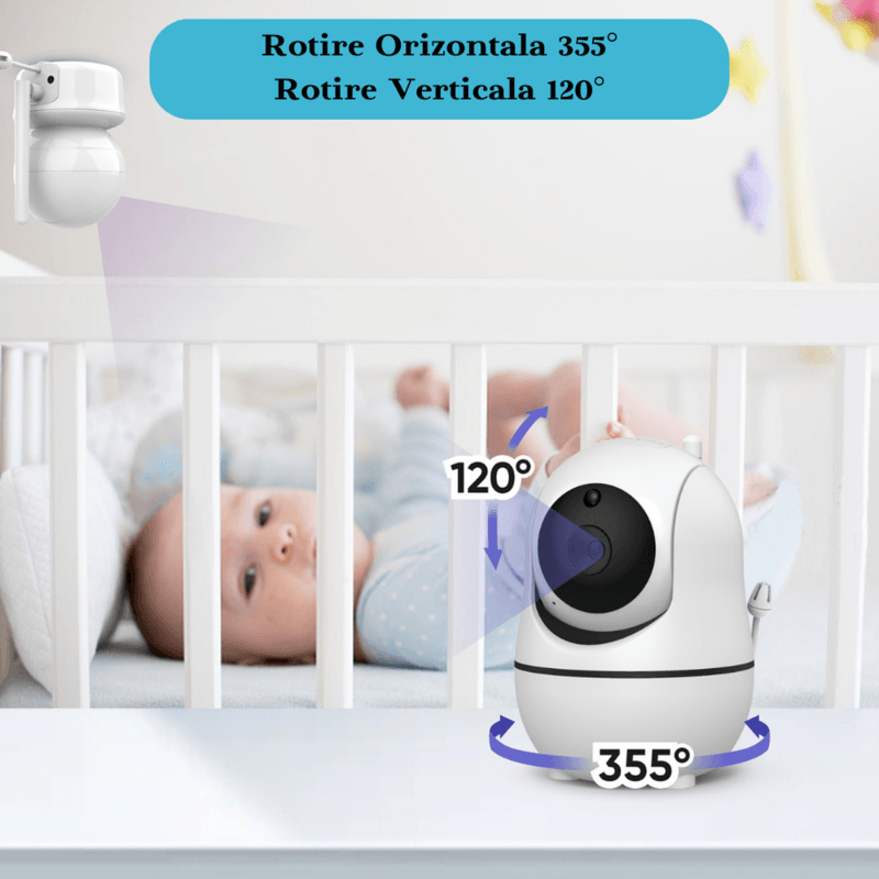 Casa si Gradina - Mobilier - Mobilier copii - Monitoare video copii - Sistem monitorizare cu Camera Video-Audio pentru supraveghere bebelusi, VisionHub®, Baby Monitor cu Ecran HD 3.5 inch - Infinity.ro
