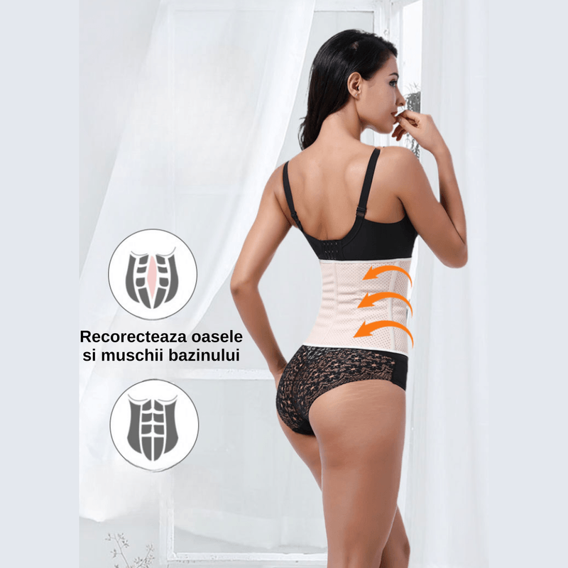 Fashion, accesorii si bijuterii - Femei - Lenjerie si pijamale femei - Lenjerie intima femei - Corset BiXXBi W, Modelator, Postnatal, Premium, Perforat, 9 Spire Otel de Sustinere, 26 Cm Inaltime, Marime L, Bej - Infinity.ro