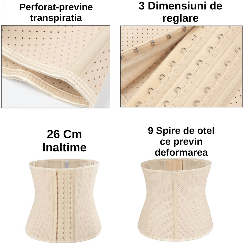 Fashion, accesorii si bijuterii - Femei - Lenjerie si pijamale femei - Lenjerie intima femei - Corset BiXXBi W, Modelator, Postnatal, Premium, Perforat, 9 Spire Otel de Sustinere, 26 Cm Inaltime, Marime L, Bej - Infinity.ro