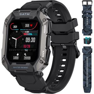 Ceas Smartwatch SATM C20 Axeloni®, Bluetooth 5.0, certificare IP68, Monitorizare 24h, Activitati Fizice, Somn, Negru