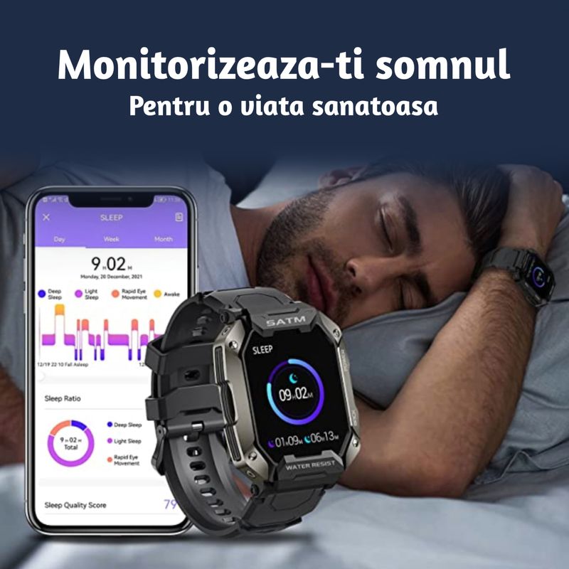 Laptop, Telefoane si Tablete - Wearables si gadgeturi - Wearables - Smartwatch-uri - Ceas Smartwatch SATM C20 Axeloni®, Bluetooth 5.0, certificare IP68, Monitorizare 24h, Activitati Fizice, Somn, Negru - Infinity.ro