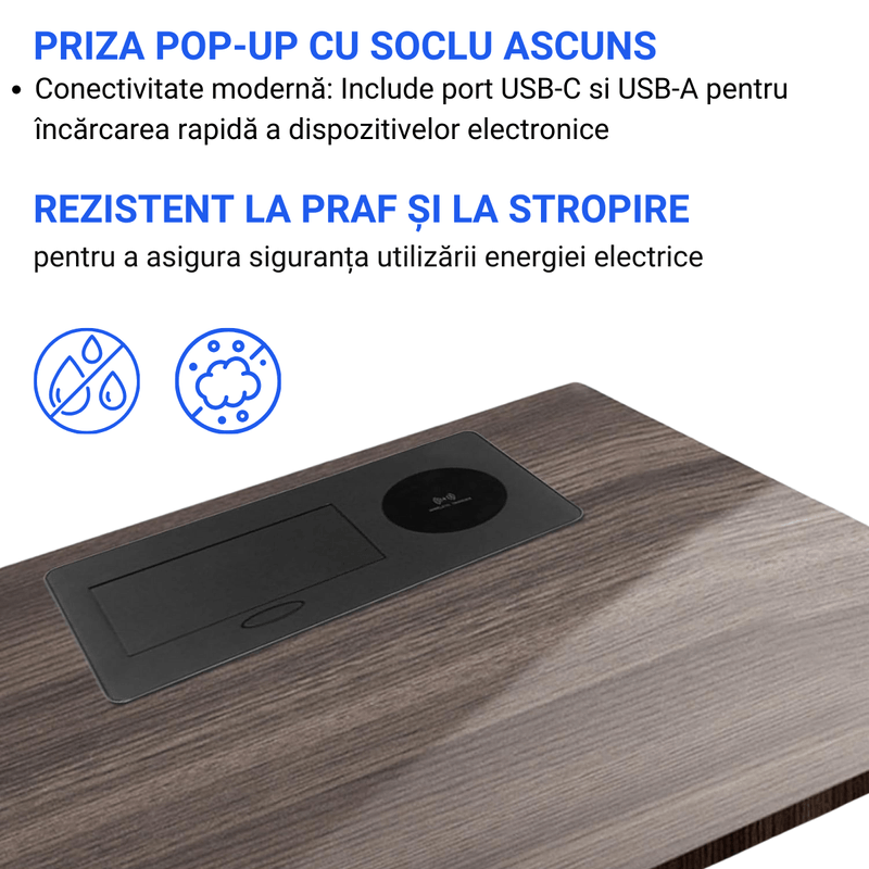 Casa si Gradina - Electrice - Prize - Priza Incorporabila in mobilier, ATOMKIT, 1 Prize Schuko, USB-A+C, WIRELESS, Conductori cupru,, Cablu 1.8 m, Negru - Infinity.ro