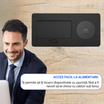 Casa si Gradina - Electrice - Prize - Priza Incorporabila in mobilier, ATOMKIT, 1 Prize Schuko, USB-A+C, WIRELESS, Conductori cupru,, Cablu 1.8 m, Negru - Infinity.ro