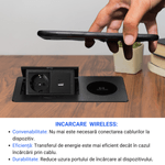 Casa si Gradina - Electrice - Prize - Priza Incorporabila in mobilier, ATOMKIT, 1 Prize Schuko, USB-A+C, WIRELESS, Conductori cupru,, Cablu 1.8 m, Negru - Infinity.ro
