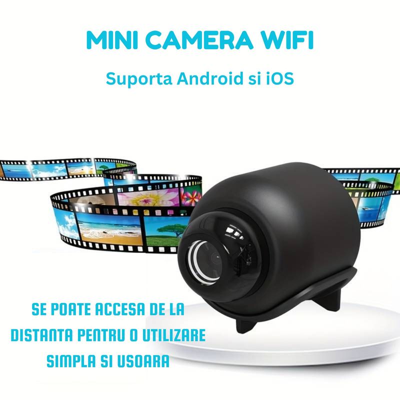 Laptop, Telefoane si Tablete - Wearables si gadgeturi - Gadgeturi - Dispozitive spionaj - Camera Spion Wireless Mini, Full HD 1080p, Audio-Video, Detectie a Miscarii, Night Vision, Filmare in bucla, Negru - Infinity.ro