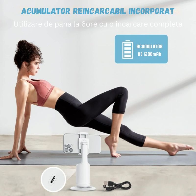 TV, Audio-Video si Foto - Aparate foto si accesorii - Accesorii foto si video - Stabilizatoare de imagine - Stabilizator AI Gimbal, Recunoastere si Urmarire a Fetei, Rotire 360° Orizontala si Verticala, Pendulare Fata/Spate 180° - Infinity.ro