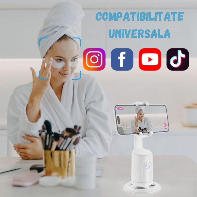 TV, Audio-Video si Foto - Aparate foto si accesorii - Accesorii foto si video - Stabilizatoare de imagine - Stabilizator AI Gimbal, Recunoastere si Urmarire a Fetei, Rotire 360° Orizontala si Verticala, Pendulare Fata/Spate 180° - Infinity.ro