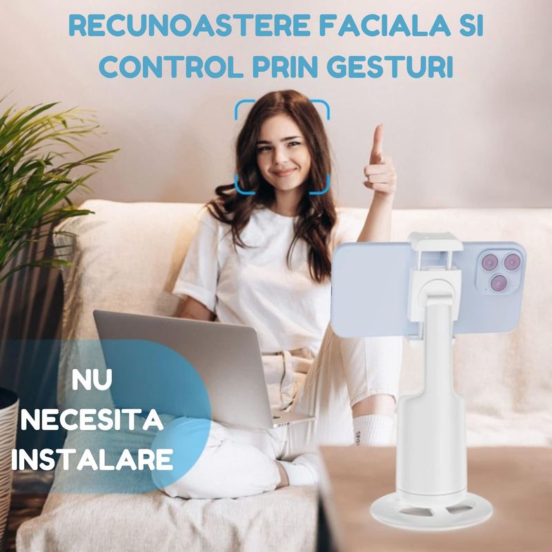 TV, Audio-Video si Foto - Aparate foto si accesorii - Accesorii foto si video - Stabilizatoare de imagine - Stabilizator AI Gimbal, Recunoastere si Urmarire a Fetei, Rotire 360° Orizontala si Verticala, Pendulare Fata/Spate 180° - Infinity.ro