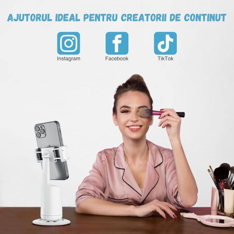 TV, Audio-Video si Foto - Aparate foto si accesorii - Accesorii foto si video - Stabilizatoare de imagine - Stabilizator AI Gimbal, Recunoastere si Urmarire a Fetei, Rotire 360° Orizontala si Verticala, Pendulare Fata/Spate 180° - Infinity.ro