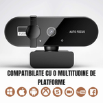 PC, gaming si accesorii - Periferice PC - Camere Web - Camera Web Full HD 4K, Plug and Play, Autofocus,60fps , Rotatie 360°, USB, Reducere a Zgomotului, Privacy Cover - Infinity.ro