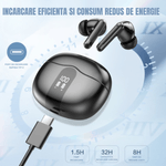 TV, Audio-Video si Foto - Portabile audio - Casti audio - Casti Binaurale Wireless, BT5.3, Microfon HD, Control Tactil, Afisaj Digital, Anulare Zgomot, Carcasa Magnetica - Negru - Infinity.ro