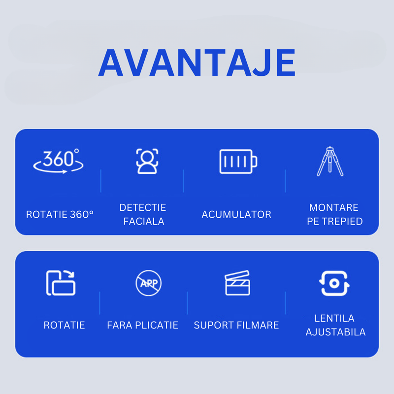 TV, Audio-Video si Foto - Aparate foto si accesorii - Accesorii foto si video - Stabilizatoare de imagine - Stabilizator AI Gimbal, Detectie, Recunoastere si urmarire a fetei, Rotatie 360°, Telecomanda, Pendulare fata/spate 180° - Infinity.ro