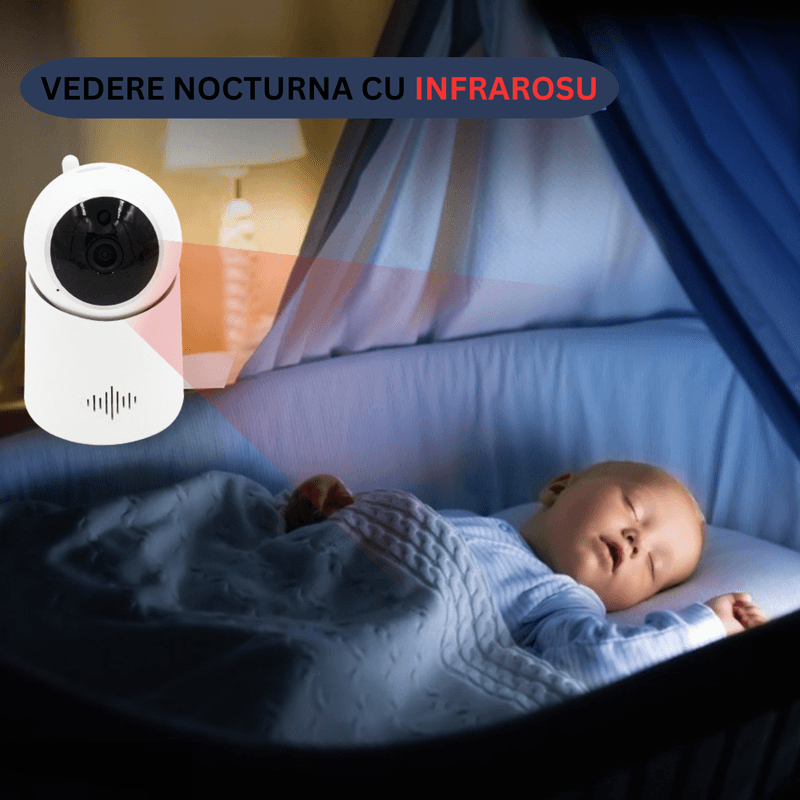 Casa si Gradina - Mobilier - Mobilier copii - Monitoare video copii - Sistem Monitorizare Video, Aplicatie Mobila, Detector de Miscare, Sunet, Temperatura si Umiditate, Video, Rotatie 360°, - Infinity.ro