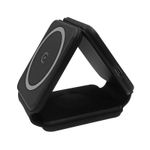 Laptop, Telefoane si Tablete - Telefoane mobile si accesorii - Accesorii Telefoane - Incarcatoare telefoane - Incarcator Wireless Magnetic 3 in 1, Pliabil, FastCharge Qi 15W, Compatibil iPhone Magsafe, Samsung, Negru - Infinity.ro