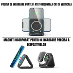 Laptop, Telefoane si Tablete - Telefoane mobile si accesorii - Accesorii Telefoane - Incarcatoare telefoane - Incarcator Wireless Magnetic 3 in 1, Pliabil, FastCharge Qi 15W, Compatibil iPhone Magsafe, Samsung, Negru - Infinity.ro