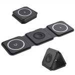 Laptop, Telefoane si Tablete - Telefoane mobile si accesorii - Accesorii Telefoane - Incarcatoare telefoane - Incarcator Wireless Magnetic 3 in 1, Pliabil, FastCharge Qi 15W, Compatibil iPhone Magsafe, Samsung, Negru - Infinity.ro