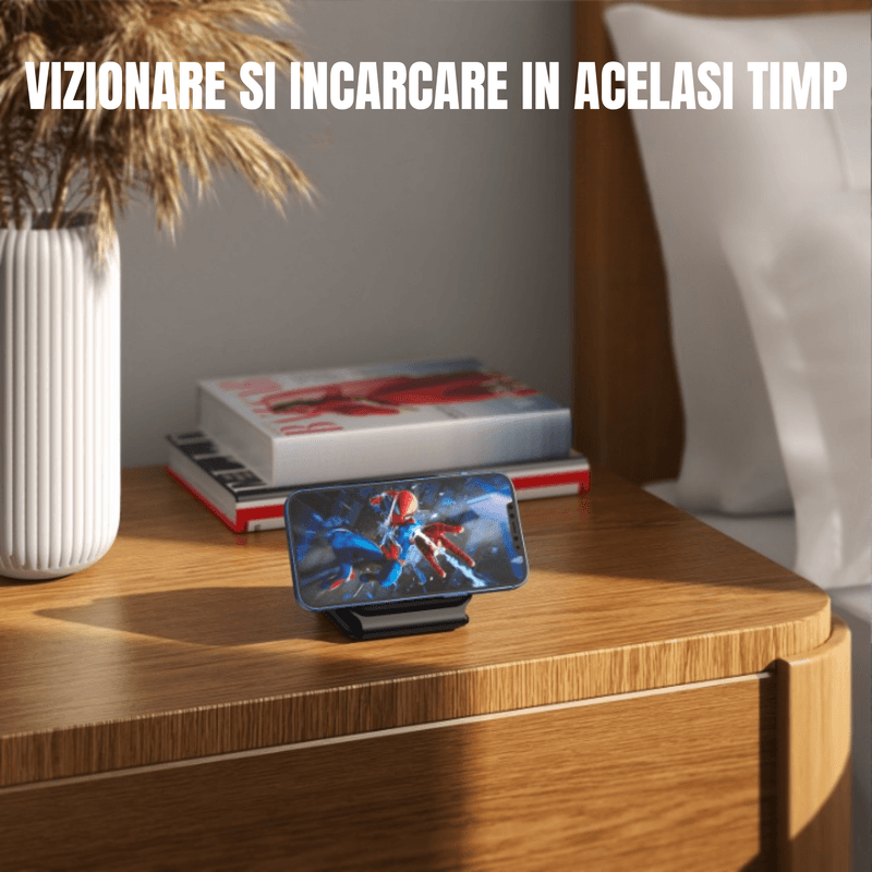 Laptop, Telefoane si Tablete - Telefoane mobile si accesorii - Accesorii Telefoane - Incarcatoare telefoane - Incarcator Wireless Magnetic 3 in 1, Pliabil, FastCharge Qi 15W, Compatibil iPhone Magsafe, Samsung, Negru - Infinity.ro