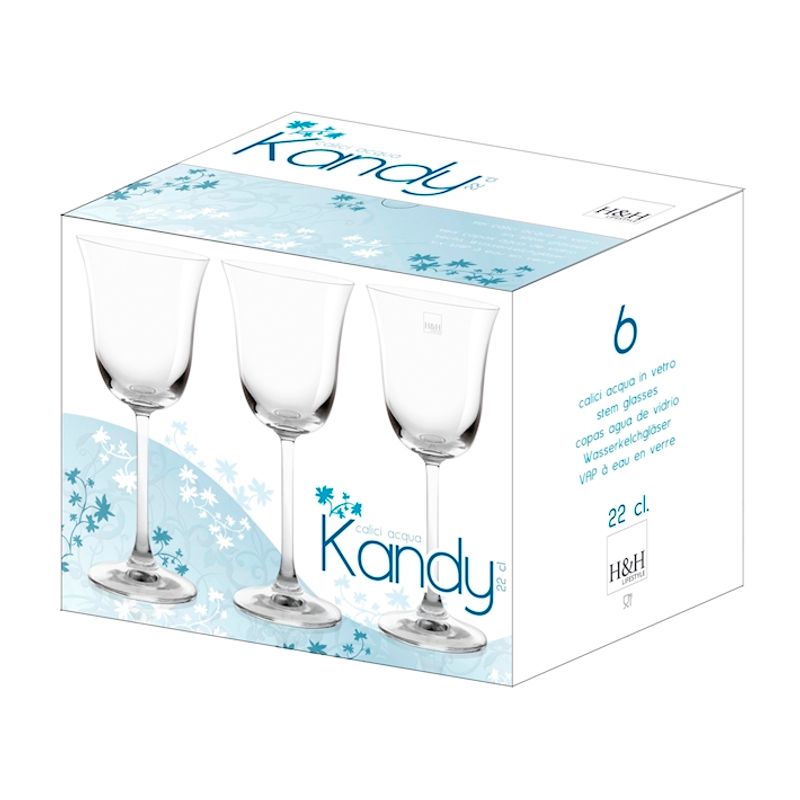Casa si Gradina - Bucatarie si vesela - Cani si pahare - Pahare - Set 6 pahare cu picior Kandy, sticla, transparent, 220 ml - Infinity.ro