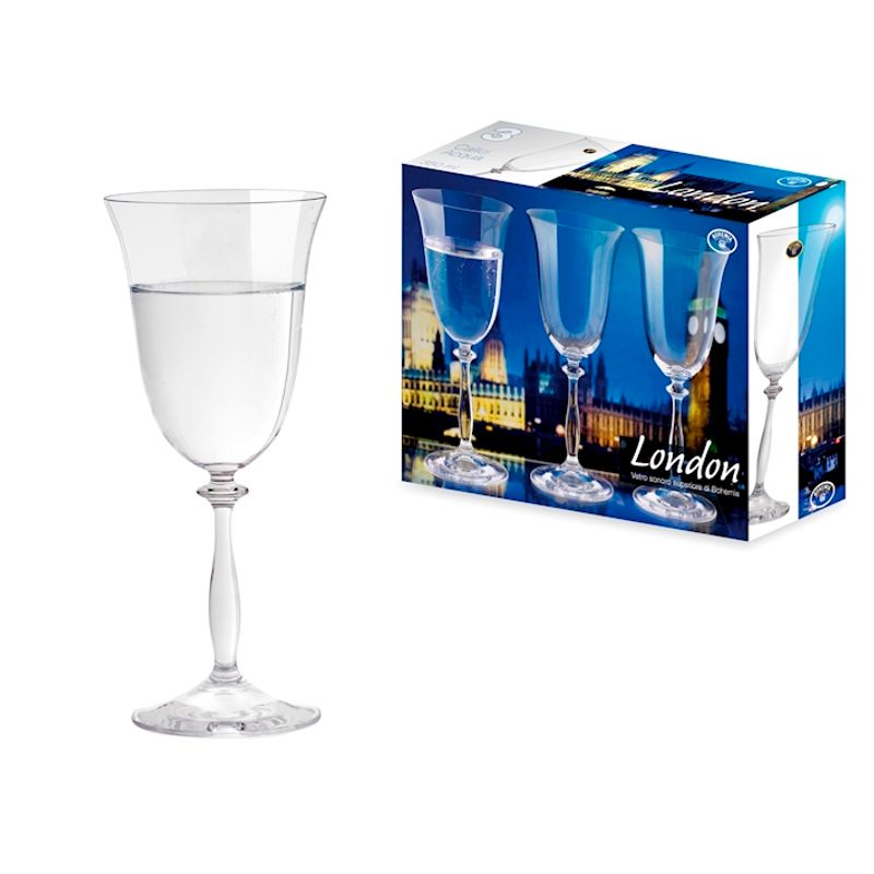 Casa si Gradina - Bucatarie si vesela - Cani si pahare - Pahare - Set 3 pahare cu picior London, sticla, 350 ml - Infinity.ro