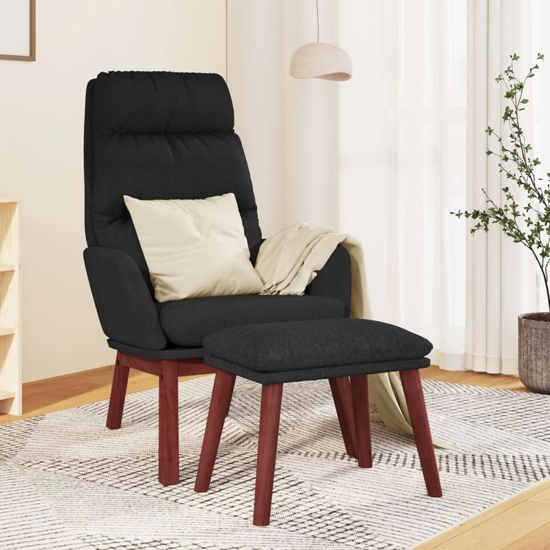 Casa si Gradina - Mobilier - Scaune si fotolii - Fotolii - Fotoliu de relaxare cu taburet, negru, textil - Infinity.ro