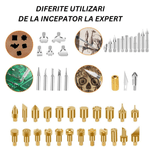 Jucarii, Copii si Bebe - Jucarii si jocuri - Jucarii & jocuri educative - Seturi de artizanat - Kit Pirogravat si Lipit, 110 Piese, Temperatura Ajustabila 180~480 °C, Afisaj Digital, pentru lemn, plastic si altele - Infinity.ro