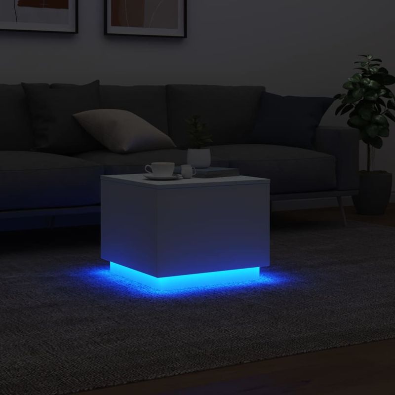 Casa si Gradina - Mobilier - Mese si birouri - Masute de cafea - Masuta de cafea cu lumini LED, alb, 50x50x40 cm - Infinity.ro