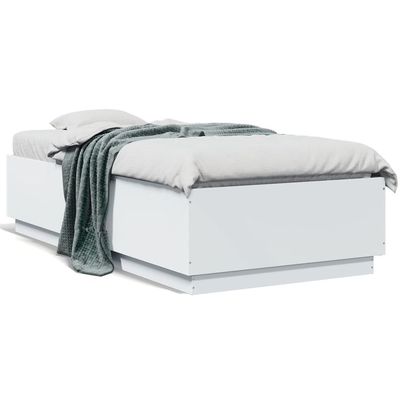 Casa si Gradina - Mobilier - Paturi si accesorii - Paturi - Cadru de pat cu lumini LED, alb, 90x190 cm, lemn prelucrat - Infinity.ro
