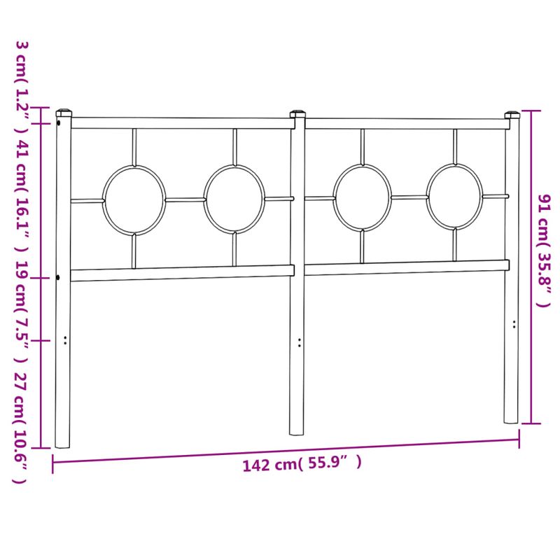 Casa si Gradina - Mobilier - Paturi si accesorii - Accesorii paturi - Tablie de pat metalica, negru, 135 cm - Infinity.ro
