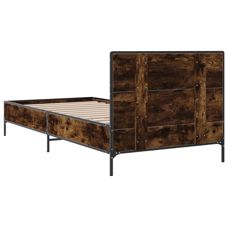 Casa si Gradina - Mobilier - Paturi si accesorii - Paturi - Cadru de pat, stejar fumuriu, 90x190cm, lemn prelucrat si metal - Infinity.ro